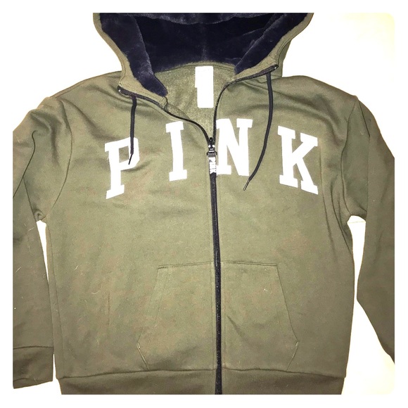 olive green pink hoodie